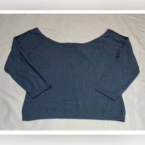 Koji Yohji Crop Sweater Women’s Medium Blue Knit 3/4 Inch Sleeve